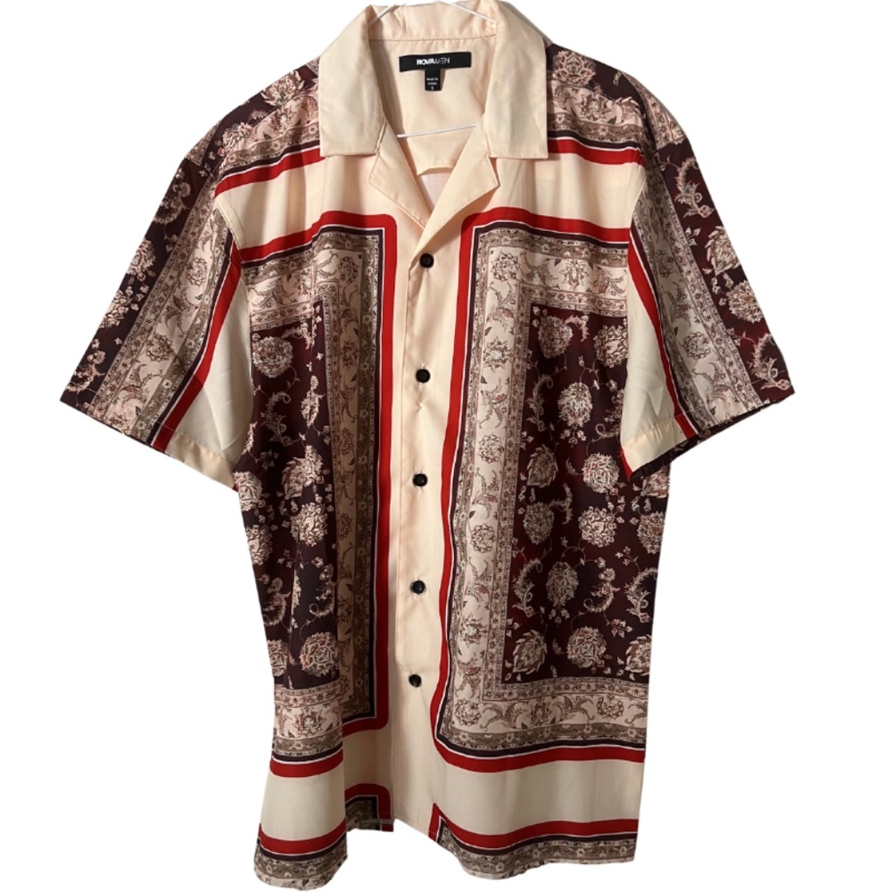 Men's Casual Button Down Shirt Burgundy